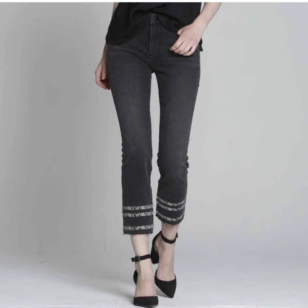 Driftwood Colette Snakeskin Embroidered Crop Black Jeans